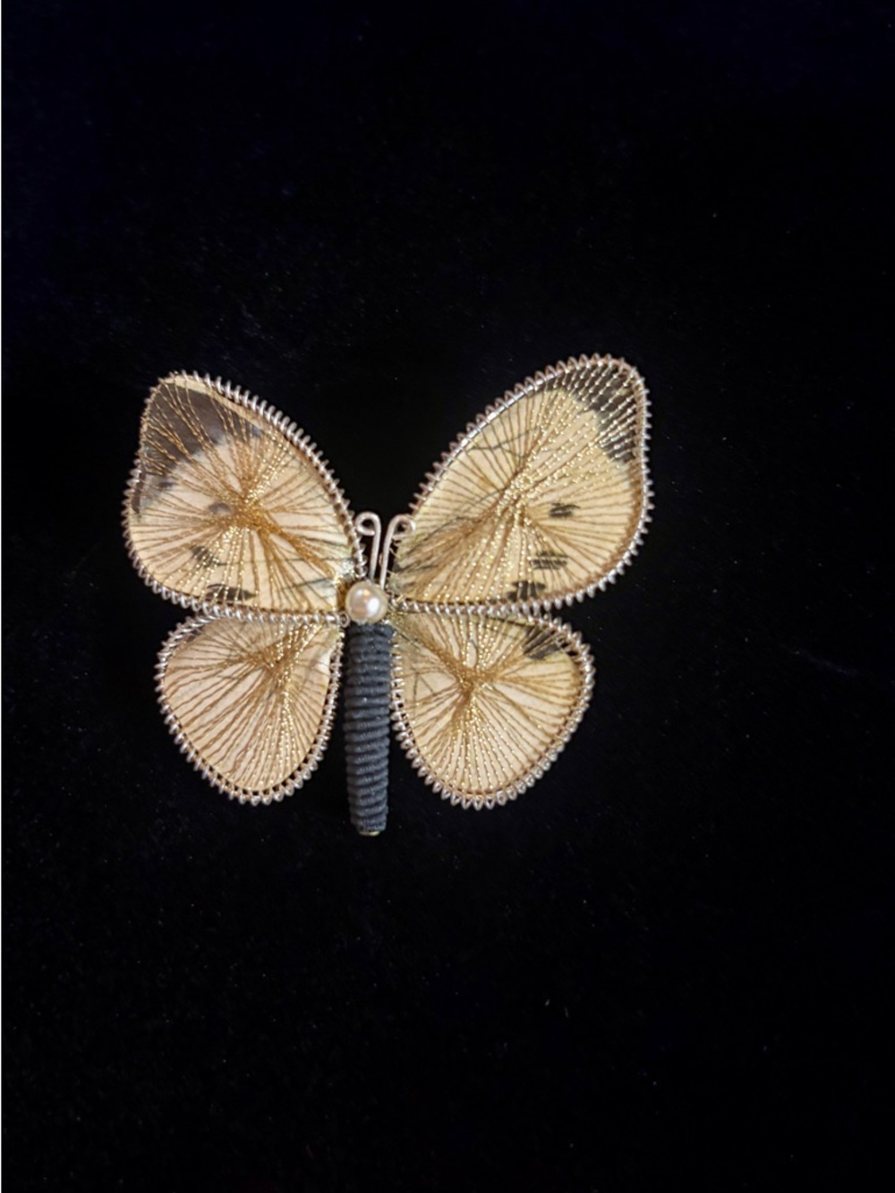Vintage Butterfly Brooch Handmade - West Germany 1960s - 1970s - Picture 4 of 10